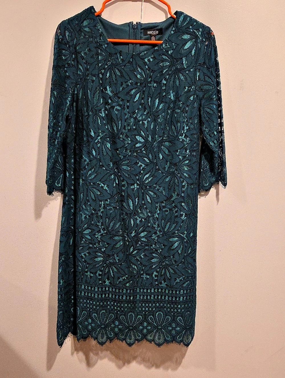 46. kensie Floral Lace Midi Dress in Green Size 12 Like New